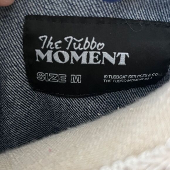 The Tubbo Moment by the sea  Sherpa Collar Back Graphics Sun  Moon Waves  VTG - Picture 3 of 14